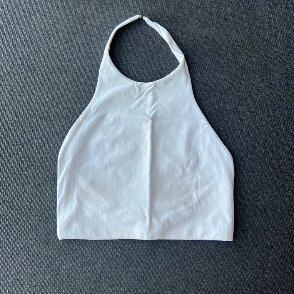 White Crop Theory Halter Tank